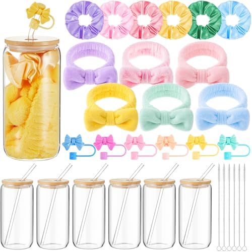 SiliFine 6 Set Pastel Bow Birthday Gifts, Spa Sleepover Slumber Party Favor by SiliFine