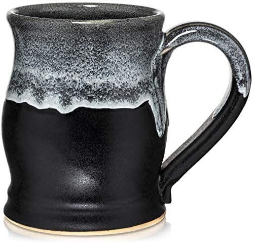 20oz Barrel Coffee Mug Handmade in the USA (Satin Black/White) by Uncommon+Clay