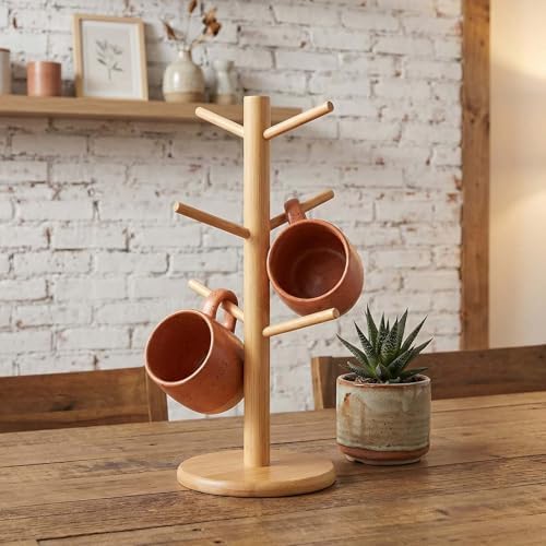 Naapesi Tree Cup Holder with 6 Hooks, Bamboo Cup Holder, Bamboo Brezel Holder, Space-Saving Coffee Cup Holder, Natural Smooth Without Burrs, Perfect for Parties and Kitchen - Image 3