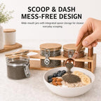 16oz Airtight Glass Chia Seed Storage Container with Spoons, 3-Pack - Image 6