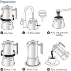 Easyworkz Diego Stovetop Espresso Maker 4Cup 6.8 oz Induction Moka Pot, Bundled with Retro Stainless Steel Coffee Spoon With Black Walnut Handle,10g - Measuring Spoon - Image 5