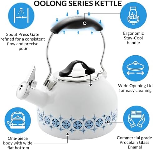 Chantal 1.8 quart Oolong Enamel on Steel Whistling Tea Kettle (Talavera) - Image 2