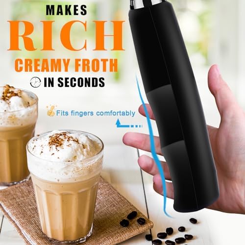 YUSWKO Milk Frother Handheld with 3 Heads, Electric Whisk Drink Foam Mixer with USB Rechargeable 3 Speeds, Mini Frother for Coffee Latte, Cappuccino, Hot Chocolate, Egg - Image 3