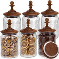Suclain 6 Pack 24 oz Glass Spice Jars with Dark Wood Lids Vintage Canisters with Begonia Pattern Airtight Food Storage Container for Home Kitchen Tea Coffee Spice Pantry Organization Decorations by Suclain