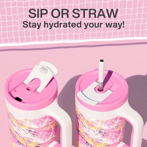 POWCAN 40 oz Tumbler with Handle, 2-in-1 Straw and Sip Lid, Leakproof, Dishwasher Safe, Insulated Stainless Steel Travel Coffee Mug, Keeps Cold for 34 Hours, Fits in Car Cup Holder (Pink Ladies) - Image 6