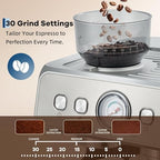 Stainless Steel Rich Coffee Machine w/Built-in Grinder – 20 Bar, 2.8l Removable Tank, Milk Frother Steam Wand for Latte & Cappuccino, Adjustable Shot Volume, Pro for Home Barista & Office - Image 2