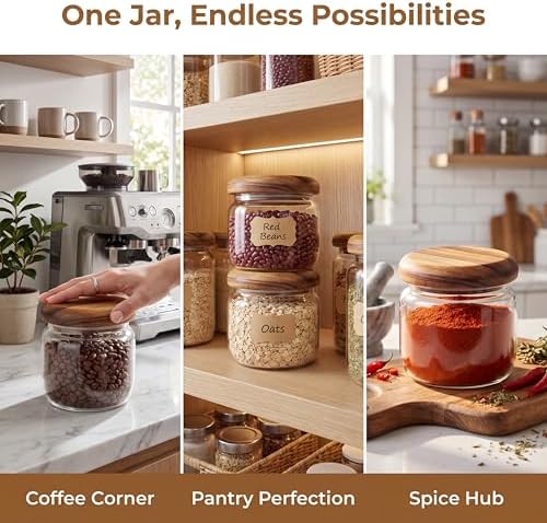 Wide Mouth Mason Jars 4-Pack 300ml w/Acacia Lids & Spoon - Image 5
