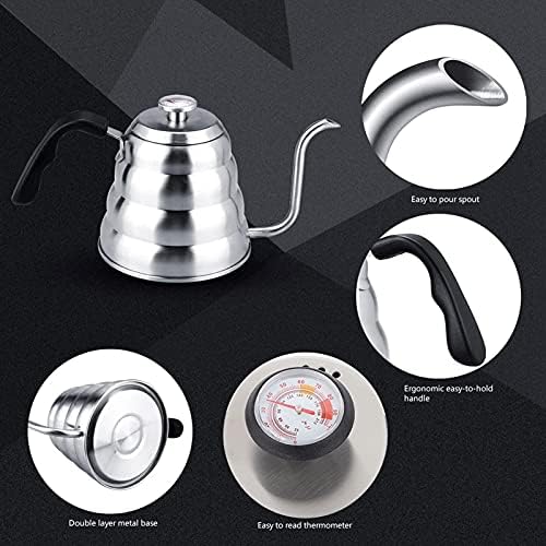 Pour Over Coffee Kettle 1.2L Gooseneck with Thermometer - Image 4