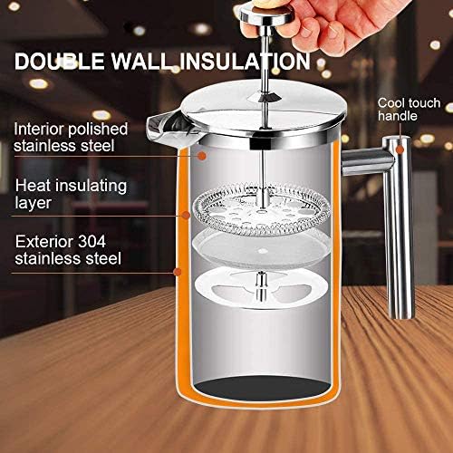 Secura Electric Coffee Grinder and Spice Grinder with 2 Removable Bowls And French Press Coffee Maker, 304 Grade Stainless Steel Insulated Coffee Press 50 Oz. - Image 3