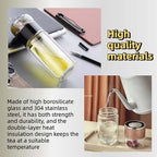 Glass Infuser Tea Cup, 3-in-1 Design with Built-in Filter, Double Layer Insulated Tea Bottle with Lid, Portable Loose Leaf Tea Steeper for Home Travel Office Use - Image 6
