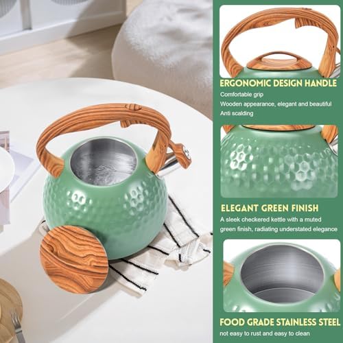GGC Whistling Tea Kettle for Stove Top, 3.2QT/3L Stainless Steel Tea Kettle - Image 2