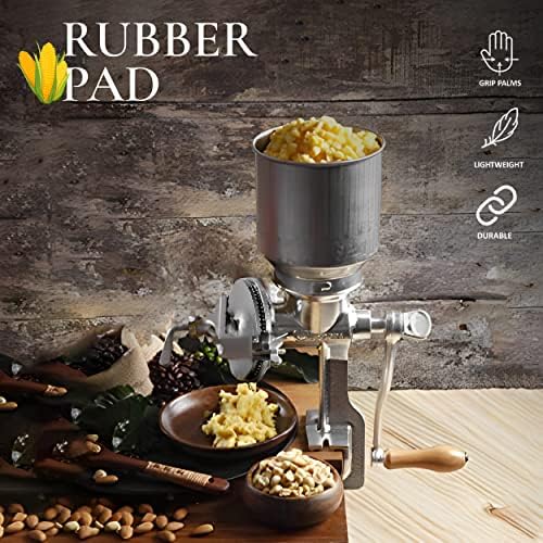 Alpine Cuisine Manual Cast Iron Coffee Grinder 17" High Hopper Multi-Purpose Mill for Corn Nuts Wheat Spices Seed Herbs Heavy Duty for Kitchen Homes & Restaurant, Silver - Image 4