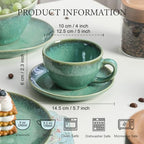 Henten Home Ceramic Latte Cups with Saucers, Coffee Cup Set of 4 - Image 2