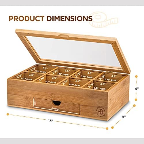 Personalized Tea Bag Organizer - Custom Engraved Bamboo Tea Box Organizer, 8-Compartment Tea Box with Magnetic Acrylic Lid, Mothers Day Gifts for Mom, Grandma Gift Wife Gift, Tea Lover Gift by Bambusi - Image 5