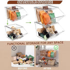 Yerliker 12 Pcs Clear Plastic Storage Bins with Lids Stackable Pantry Storage Organizer Kitchen Cabinet Organizers Ideal Containers for Coffee Pod Tea Sugar Bag Cabinet Home (Extra Large) - Image 4