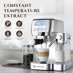 AMZCHEF Espresso Machine, Auto Milk Frother, 20 Bar Pressure, Silver - Image 2