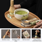 Hand-Painted Matcha Whisk Set, 8-Piece 3D Art Ceremony Kit with Unique Bowl, Bamboo Whisk, Sifter & Scoop for Exquisite Japanese Tea Making (Flower Pattern 4) - Image 2
