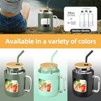 50Oz Glass Mug with Handle and Straw, Silicone Sleeve, Reusable Water Bottle for Beer, Tea, Coffee, Juice, Sustainable Drinking Cup with Lid (Blue) - Image 5