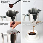 French Press Coffee Maker – Stainless Steel French Press, 34 ounce/1000ml Capacity - Image 4