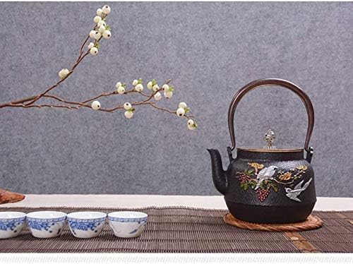 1.2L Teapot Tea Kettle Tea Pot Cast Iron Teapot, Japanese Style Tetsubin Tea Kettle | Cast Iron Tea Kettle to Keep Tea Warm | Bird and Tree Pattern Iron Kettle - Image 5