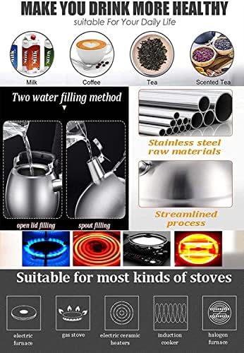 Stovetop Kettle 2L Whistling Kettle Stainless Steel Tea Teapot for Gas Stove Induction Cooker Camping Stovetop Kettles for Stove - Image 7