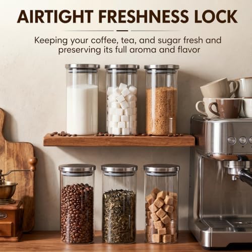 6 Pcs 44oz Clear Canisters Set for Kitchen, Glass Jars with Lids - Image 5