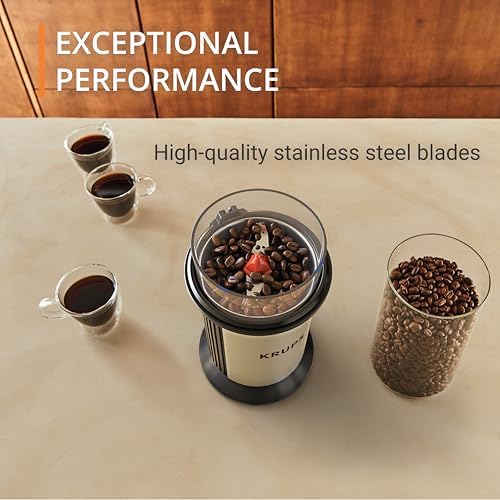 KRUPS Electric Blade Coffee Grinder 1.6 Oz, Adjustable Coarse to Fine for the Perfect Espresso, Grind Coffee Beans, Spices & Herbs, Removable Dishwasher Safe Bowl, Stainless Steel - Image 3