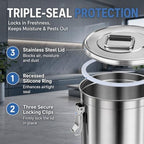 3.17Gal Stainless Steel Canister w/ Lid Flour Storage Container (12L) - Image 3