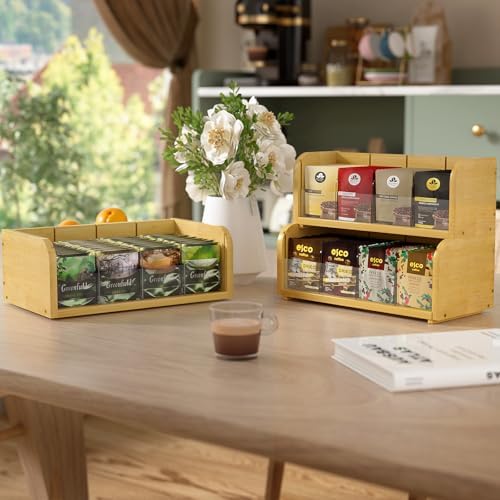 3 Layer Bamboo Tea Bag Organizer, Stackable Tea Storage Holder - Image 6