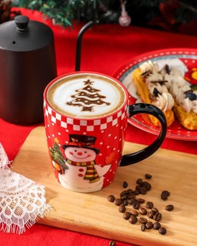 HASENSE Christmas Coffee Mugs Set of 6, 16oz Cups with Snowman Pattern - Image 4