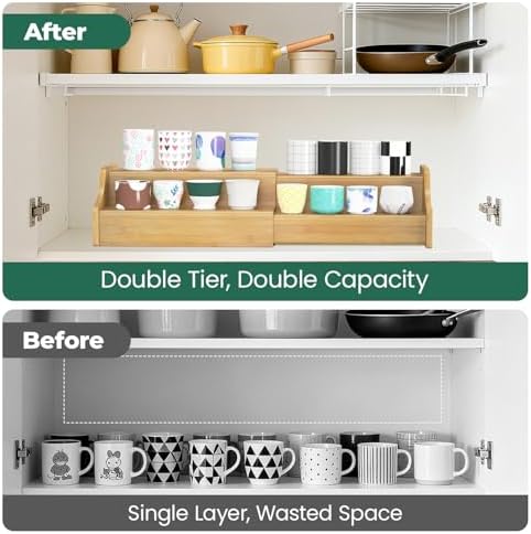 EsLuker.ly Coffee Mug Cup Holder Rack for Cabinets Countertop, Bamboo - Image 6