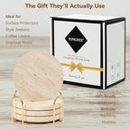 Natural Travertine Drink Coasters Set of 4 with Holder, 4" Round - Image 7