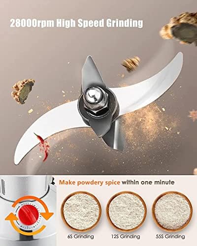 CGOLDENWALL Safety Upgraded Electric Grain Grinder Mill High-speed Dry Spice Herb Mill Grinding Machine with 1500W Commercial Motor Overload Protection CE 110V (300g Hand-held Type) - Image 3