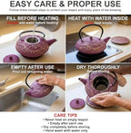 40 Oz Purple Dragon Cast Iron Teapot, Enamel Interior, Infuser & Trivet - Image 6
