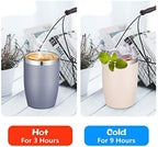 VEGOND Stainless Steel 12 oz Tumblers bulk Vacuum Insulated Double Wall Travel Tumbler with Lid and Straw Reusable Tumbler,Beige 12 pack - Image 3