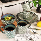 16 Ounces Coffee Mugs, Ceramic Coffee Mugs with Texture Patterns for Man,Woman,Dad,Mom, Modern Coffee Mugs Set of 4 for Latte/Cappuccino/Cocoa, Dishwasher&Microwave Safe - Image 4