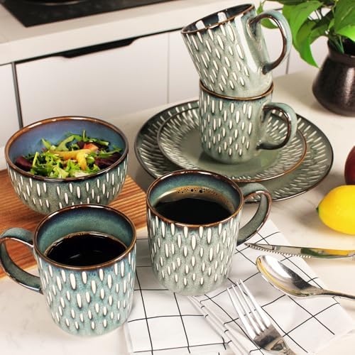 16 Ounces Coffee Mugs, Ceramic Coffee Mugs with Texture Patterns for Man,Woman,Dad,Mom, Modern Coffee Mugs Set of 4 for Latte/Cappuccino/Cocoa, Dishwasher&Microwave Safe - Image 4