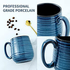 HASENSE Large Coffee Mugs Set of 2, Porcelain 20 oz Coffee Cups for Office and Home, Modern Coffee Mug with Big Handle for Latte Coffee Tea Soup as Friend Gifts, Dishwasher and Microwave Safe, (Blue) - Image 4