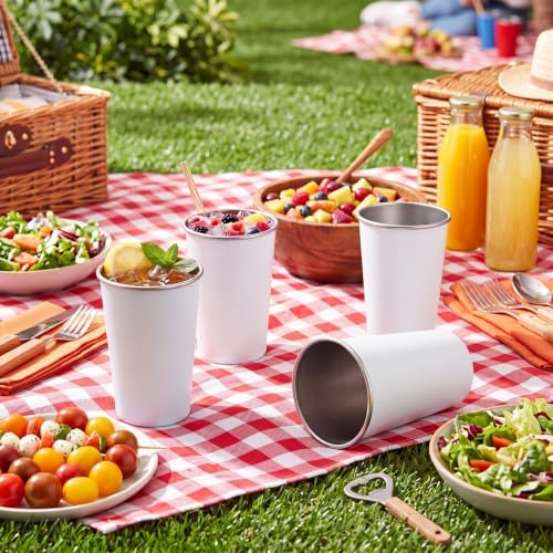 Mimorou 20 Pack 16 oz Stainless Steel Cups Metal Cup, White - Image 4