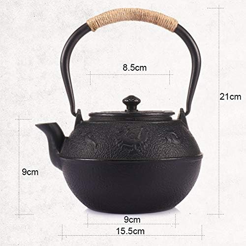 Classic tea kettle, Cast Iron Teapot,Japanese Tetsubin Tea Kettle Set, Cast Iron Teapot with Stainless Steel Infuser, Black 1200ml - Image 2