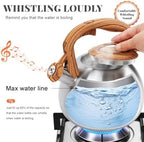GGC Tea Kettle for Stove Top, 3.1QT/3L Whistling Tea Kettles for Boiling Water Coffee or Milk, Stainless Steel kettle Pot with Wood Parttern Handle for Home and Kitchen - Image 4
