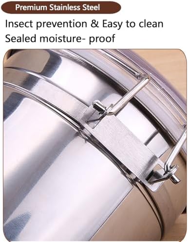 Walktosun Stainless Steel Food Container with Clear Lids Airtight Storage Container Stackable Small Canisters Kitchen Pantry Storage for Cereal, Snacks, Candy, Herbs, Spices, Sugar, Tea (1.2L Silver) - Image 4