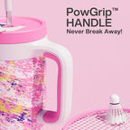 POWCAN 40 oz Tumbler with Handle, 2-in-1 Straw and Sip Lid, Leakproof, Dishwasher Safe, Insulated Stainless Steel Travel Coffee Mug, Keeps Cold for 34 Hours, Fits in Car Cup Holder (Pink Ladies) - Image 3