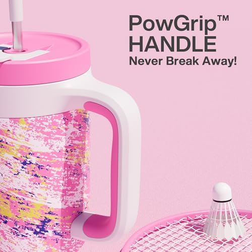 POWCAN 40 oz Tumbler with Handle, 2-in-1 Straw and Sip Lid, Leakproof, Dishwasher Safe, Insulated Stainless Steel Travel Coffee Mug, Keeps Cold for 34 Hours, Fits in Car Cup Holder (Pink Ladies) - Image 3