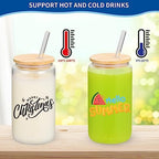 16oz Clear Sublimation Glass Tumbler with Bamboo Lid & Straw, 8-Pack - Image 6