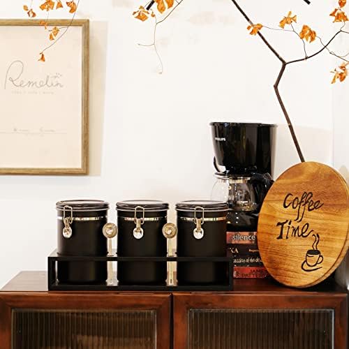 3×63OZ Stainless Steel Coffee Container with Shelf and Scoop for Coffee Bar - Image 6