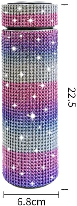 17 oz Bling Stainless Steel Water Bottle Rhinestone Vacuum Water Bottle Glitter Bottles Diamond Vacuum Flask Mug Gift Girls Women (500ml), Red+Purple+White - Image 2
