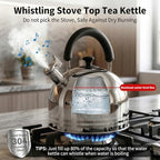Whistling Tea Kettle, 6.2QT 6L 304 Stainless Steel Stovetop Teapot - Image 3