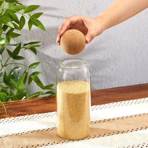 Suclain 6 Pcs Glass Jars with Cork Ball Lid Kitchen Canister, 34 oz - Image 4