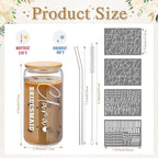 Skylety 6 Set Bridesmaid Personalized Glass Cups with Name Stickers - Image 2